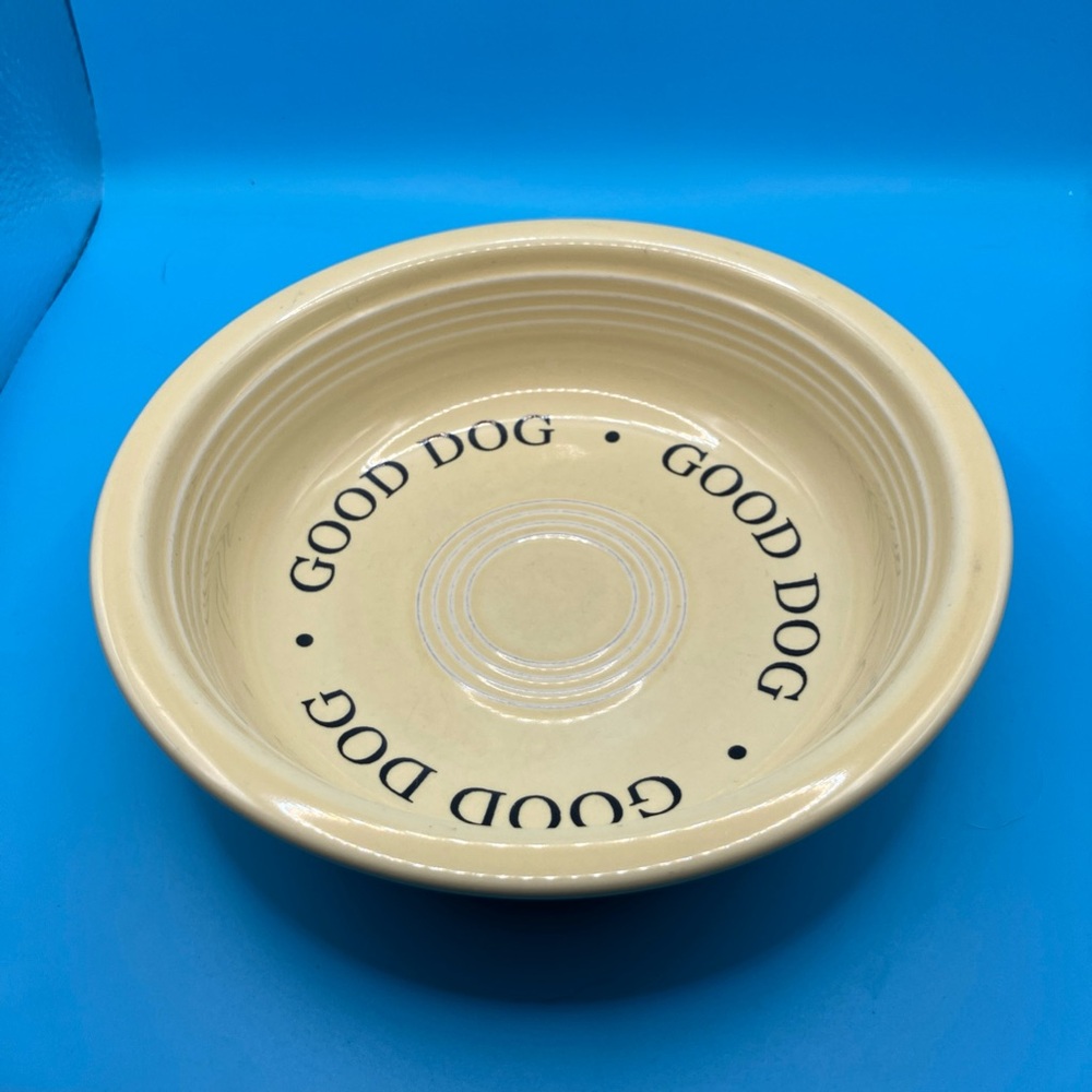 Fiesta Small Good Dog dog dish Yellow Vintage Made In The USA.